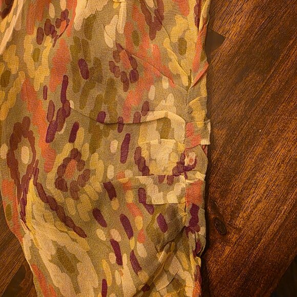 Velvet by Graham & Spencer Dress Womens Large Green Purple Ikat Abstract Maxi - Picture 12 of 15